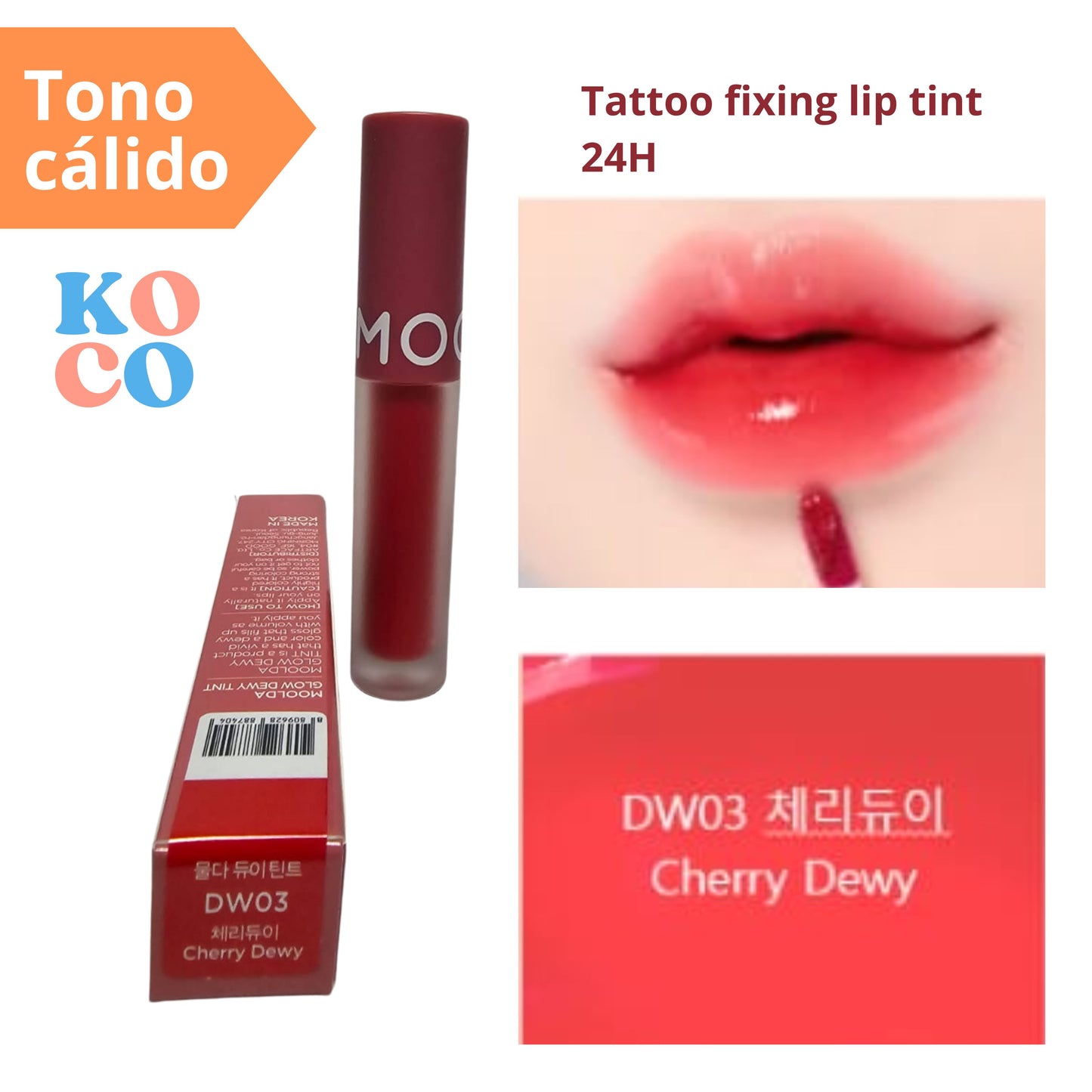 Labial brillo para labios Moolda, Tattoo fixing lip tint