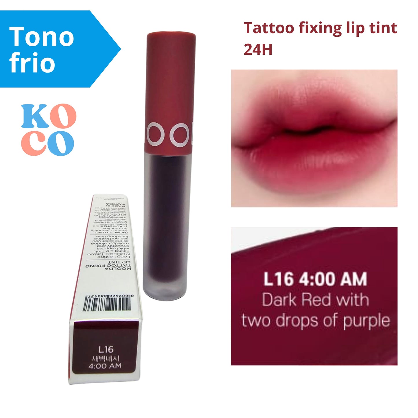 Labial brillo para labios Moolda, Tattoo fixing lip tint