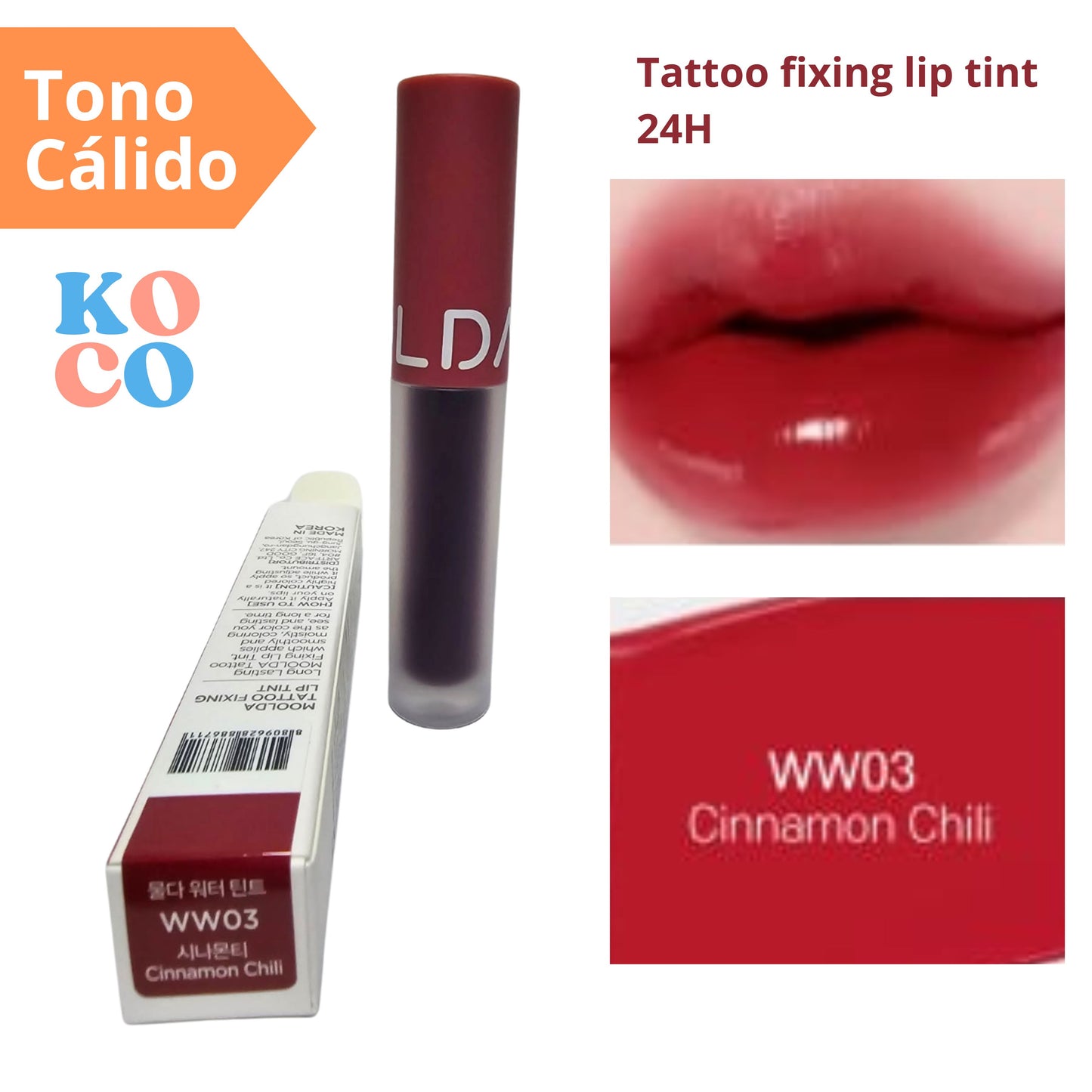 Labial brillo para labios Moolda, Tattoo fixing lip tint