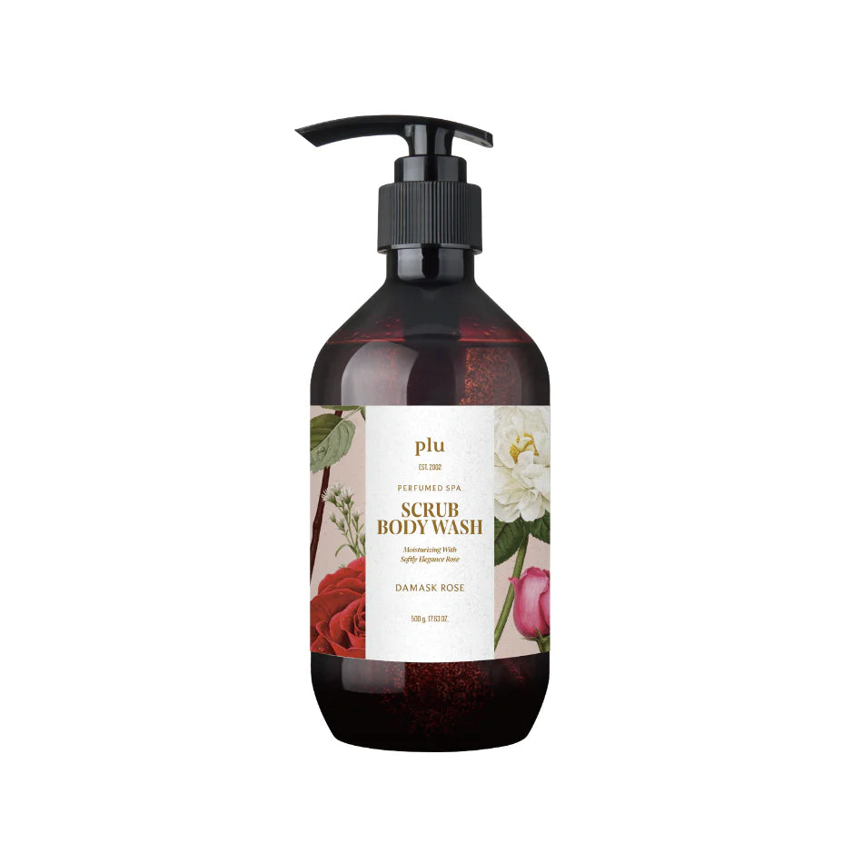 PLU PERFUMED SPA SCRUB BODY WASH DAMASK ROSE